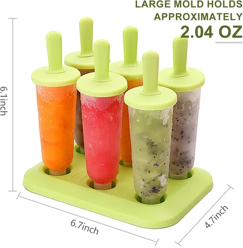 Miniatura 6 de 6 moldes para paletas de hielo, moldes de paletas con palos, para paletas de helado de bricolaje (verde, largo)