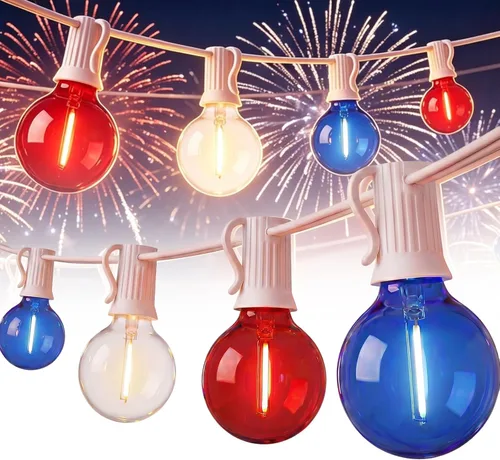 Miniatura 10 de Guirnalda de luces LED G40 para el día de San Patricio para exteriores, 25 pies, luces decorativas de San Patricio al aire libre con bombillas