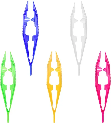 Tupalizy Pinzas de plástico de 5 colores surtidos para proyectos de cuentas, pinzas para manualidades hechas a mano, fabricación de joyas, adultos,