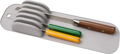 Miniatura 8 de madesmart Tapete para cuchillo, organizador compacto de ranura de agarre suave para 5 cuchillos, inserto de cajón antideslizante que protege