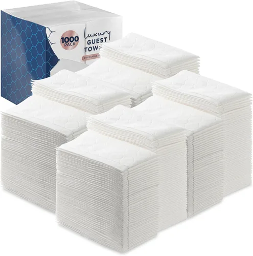 Paquete de 1000 toallas desechables para invitados, servilletas blancas para baño de invitados, toallas de mano desechables de alta resistencia,