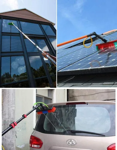 Miniatura 2 de Kit de poste alimentado por agua, cepillo de limpieza de ventanas, cepillo de limpieza de ventanas al aire libre, poste de limpieza, cepillo