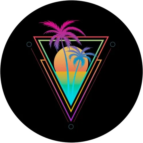 Miniatura 3 de Retro 1980s 1990s Vaporwave Palm Trees Sunset Beach Surf Art PopSockets Adhesive PopGrip
