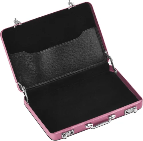 Miniatura 2 de Estuche para tarjetas de visita de tarjeta de crédito de equipaje de aleación de aluminio grabado personalizado - Regalo personalizado, Rosa