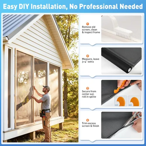 Miniatura 6 de MAGZO - Reemplazo de pantalla de ventana, 36" de ancho x 90" de largo, pantalla resistente para ventanas y puerta ajustable, pantalla enrollable