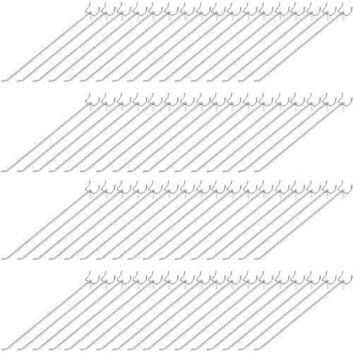 Miniatura 12 de Shimeyao 100 Piezas Ganchos para Estantes de Tablero Perforado Ganchos de Acero Inoxidable Clavijas para Tablero Colgante Ganchos de Exhibición