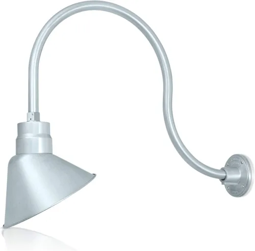 Miniatura 13 de Lámpara de señal de cuello de cisne con pantalla angular negra satinada de 10 pulgadas con brazo de extensión largo de 22 pulgadas, aplique de pared