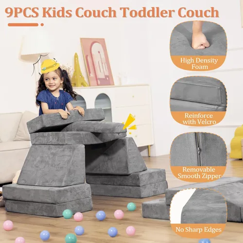 Miniatura 4 de LOAOL Sofá para Niños, Sofá Modular para Juegos Infantiles, Sofá Convertible de Espuma para Trepar para Niños Pequeños, Bloques de Espuma
