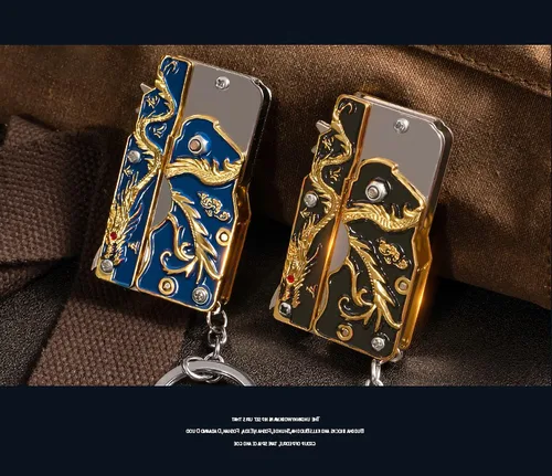 Miniatura 5 de 2pcs mini oro dragón goma banda pistola metal plegable llavero nuevas e interesantes goma banda juguete pistola al aire libre regalo fiesta