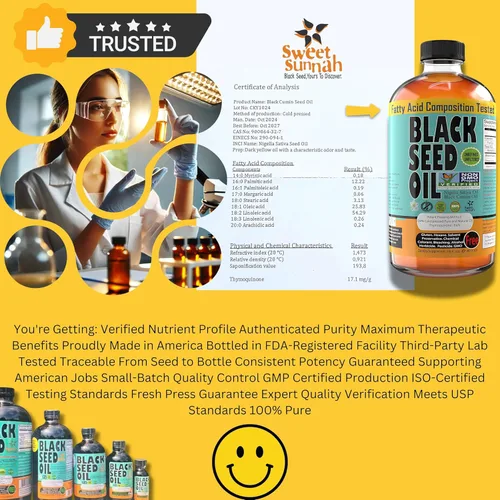 Miniatura 8 de Aceite de semillas Sweet Sunnah, negro, prensado, en frío, sin OGM en botella de vidrio de 8 onzas