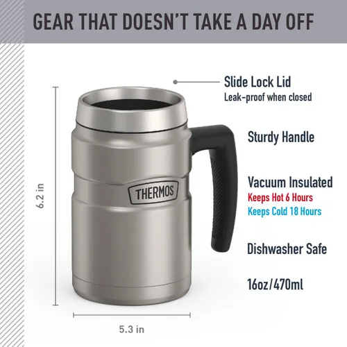 Miniatura 2 de Thermos Stainless King - Taza de café de 16 onzas, acero mate