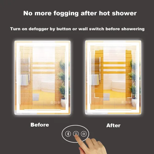 Miniatura 4 de Espejo de baño LED de 24 x 32 pulgadas con luces, altavoz Bluetooth integrado, antivaho regulable, 3 ajustes de luces retroiluminados + iluminación