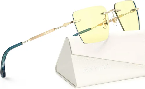 Miniatura 33 de ANYLUV Rimless Blue Light Glasses for Women/Men, Fashion Lightweight Blue Light Blocking Glasses with Stylish Metal Temples