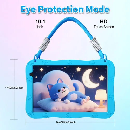 Miniatura 4 de Tablet infantil de 10 pulgadas con funda de cordón, tabletas Android 15 para niños de 3 a 12 años, almohadilla educativa de 32 GB para niños Azul