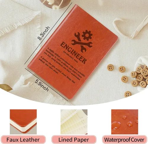 Miniatura 2 de Cuaderno de cuero con definición de ingeniero de regalo para ingeniero, nuevo regalo para pasador con licencia, regalo para estudiantes