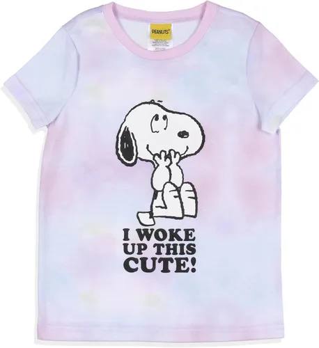 Miniatura 2 de INTIMO Peanuts - Conjunto de pijama para niña con texto en inglés "I Woke Up This Cute Snoopy Tie-dye