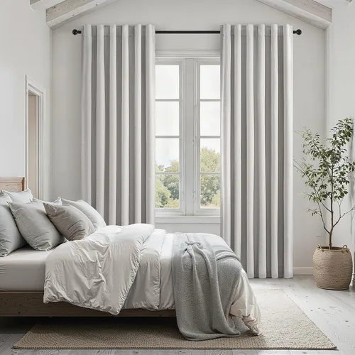 Miniatura 61 de Topfinel Cortinas opacas, blanco beige, 2 paneles, ventanas pequeñas, textura, mezcla de lino, bohemia, abedul, rural, gancho, bolsillo trasero