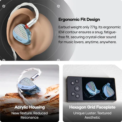 Miniatura 5 de Linsoul Kiwi Ears Orchestra II 10BA Monitor intrauditivo profesional, auriculares IEM con cable de alta fidelidad con equilibrio tonal superlativo