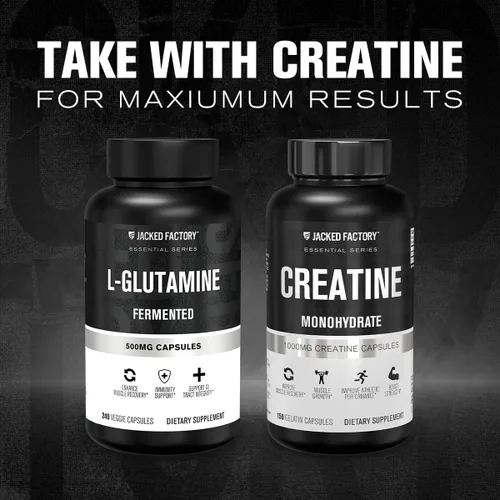 Miniatura 6 de Jacked Factory Cápsulas de L-Glutamina de 500 mg – Suplemento vegano de L-glutamina fermentada para recuperación muscular después del entrenamiento