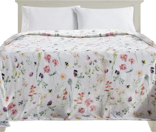 Miniatura 10 de Elegant Comfort Manta de Cama de Vellón de Franela con Estampado Ultra Suave, Colcha Cubrecama Ligera Acogedora y Suave, Manta Decorativa para Todas