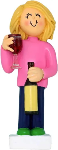 Miniatura 2 de Adorno personalizado de alcohol 2025 – Adornos de vino bebibles de Navidad, botella de vino, copa de chupito de licor con temática de niña