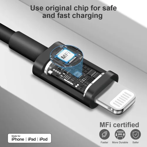 Miniatura 2 de Cargador para iPhone de carga rápida USB C, cargador tipo C, carga iPad con cable de carga C de 6 pies, compatible con iPhone14/14 Pro Negro