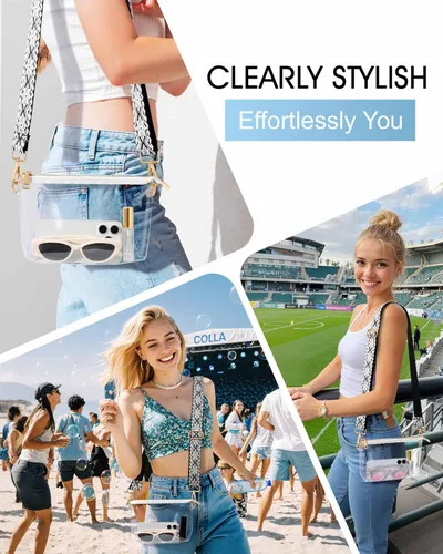 Miniatura 7 de Bolso transparente para mujer, pequeña bolsa transparente para eventos de estadio, bolso cruzado para conciertos, fiestas, fanáticos