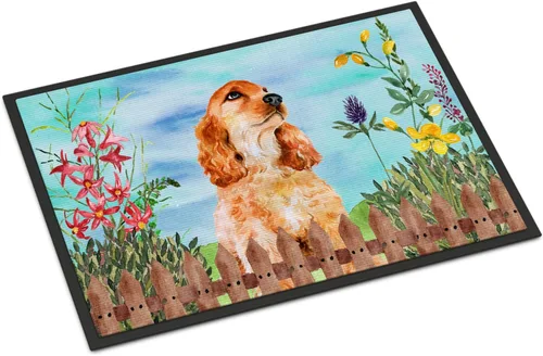 Miniatura 11 de Caroline's Treasures CK1311MAT Cavalier Spaniel Poinsettas - Felpudo de 18 x 27 pulgadas, tapete para puerta delantera, interior y exterior