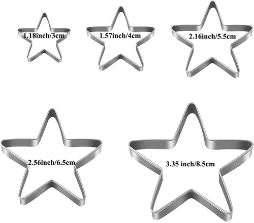 Miniatura 3 de Lchen Stars - Cortadores de galletas de acero inoxidable de 5 estrellas para hornear moldes (estrella)