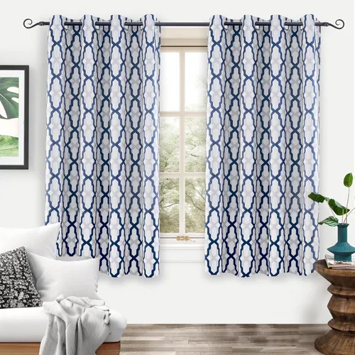 Miniatura 10 de DriftAway Mason - Cortinas térmicas opacas con ojales para ventanas, diseño geométrico de enrejado, 2 paneles, cada uno de 52 pulgadas por 63 Gris