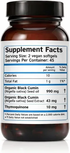 Miniatura 2 de Zatik Naturals - Aceite de semilla de comino negro y extracto supercrítico, prensado en frío, sin refinar, sin gluten, vegano, 90 cápsulas blandas