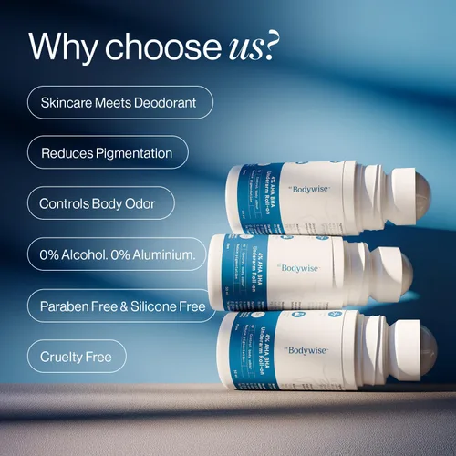 Miniatura 4 de Be Bodywise Desodorante roll-on. Sin aluminio, sin alcohol. Con AHA BHA, ácido láctico, ácido mandélico. Previene el olor, reduce la pigmentación.