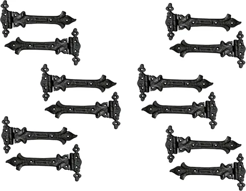 Miniatura 40 de Adonai Hardware Adonijah Bisagra falsa de aluminio para montaje frontal (6.5" x 12 Pack, Negro mate) para puertas de granero, puertas, armarios