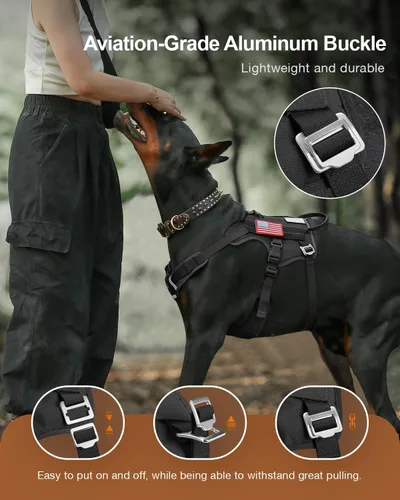 Miniatura 3 de FAYOGOO - Arnés táctico para perros de raza grande y mediana - Arnés transpirable de malla para perros a prueba de fugas con asa - Chaleco de perro