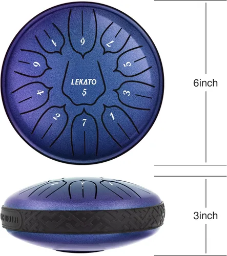 Miniatura 4 de LEKATO Tambor de Lengua de Acero de 6 Pulgadas, 11 Notas, Tambor de Lluvia para Exteriores D Mayor Handpan Tambor para Educación Musical Meditación