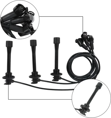 Miniatura 8 de Paquete de 3 bobinas de encendido UF156 y 6 bujías de iridio y 3 cables de bujía compatibles con Toyota 4Runner T100 Tacoma Tundra 1995-2004 3.4L