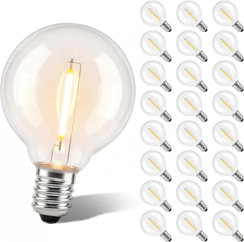 SUNSGNE Paquete de 25 bombillas LED G40 de repuesto, bombillas de cadena de globo de 0.6 W, bombillas de repuesto impermeables para luces de cadena
