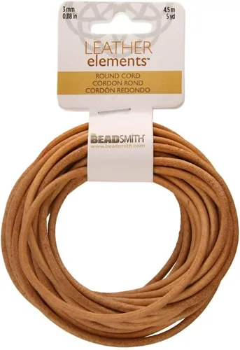 Miniatura 86 de The Beadsmith Cordón de cuero – Negro – Bobina de 0.039 in – 5 yardas/14.8 ft – Tanga de cuero indio ideal para trenzar, cuentas, collares, cordones