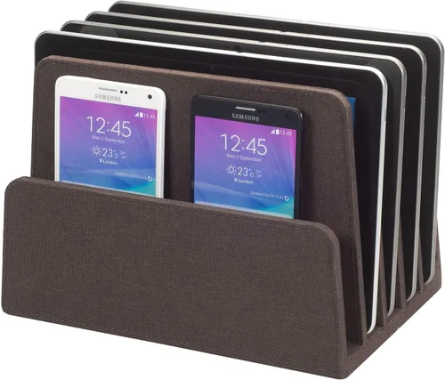 Miniatura 9 de MobileVision Organizador de dispositivos de bambú para teléfonos inteligentes, tabletas y portátiles, 10 ranuras