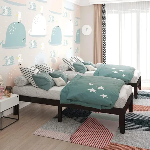 Miniatura 7 de KOTEK Base de cama de plataforma de madera maciza de 14 pulgadas, base de colchón con soporte de listones de madera, base de cama de madera de goma