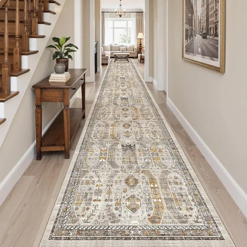 Miniatura 784 de Madane Tapete lavable de 2 x 10 pies para pasillo, cocina, recibidor, clásico, suave, antideslizante para interiores, casa de campo, baño, sala