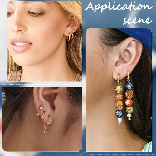 Miniatura 5 de SUNNYCLUE 1 caja de 24 aretes de aro chapados en oro de 18 quilates, ganchos para aretes de acero inoxidable, pequeños cartílagos, hallazgos