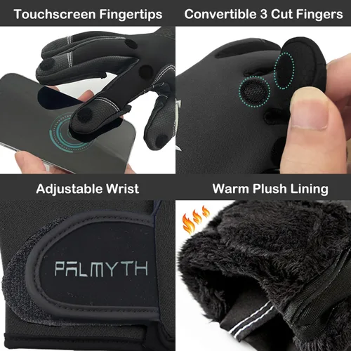 Miniatura 2 de Palmyth Guantes de pesca de neopreno para hombres y mujeres con 3 dedos sin puntas, flexibles, ideales para fotografía, pesca con mosca, pesca