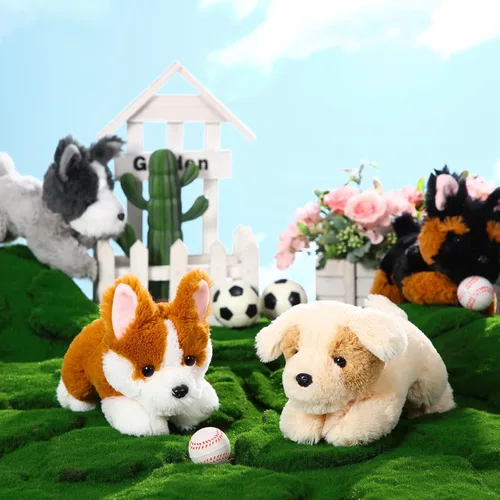 Miniatura 4 de Paquete de 4 Peluches de Perro de 8 Pulgadas Juguetes de Peluche de Animales Perro Suave Almohada de Juguete de Peluche Perro Conjunto de Cachorro