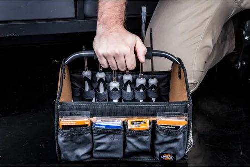 Miniatura 8 de Dickies Organizador de bolsas de herramientas de lona duradera de 12 pulgadas, 12 bolsillos exteriores, 16 trabillas para herramientas