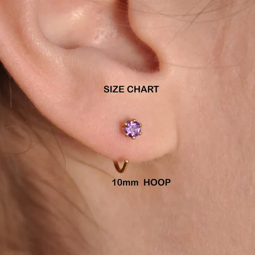 Miniatura 20 de Half Huggie Birthstone Gold Hoop Earrings for Women Tiny Cartilage Stud Piercing Earring Hypoallergenic Earring Screw Back Dainty Hug