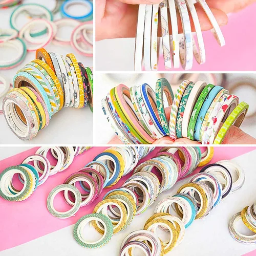 Miniatura 8 de Extra - Juego de cinta Washi extra delgada, patrones aleatorios, 80 rollos + paquete de lámina dorada, cinta decorativa para enmascarar súper