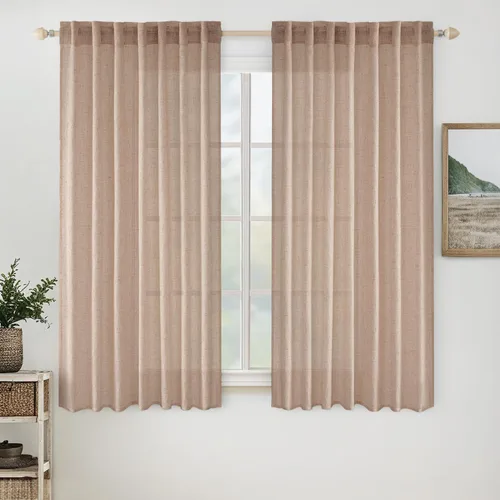 Miniatura 45 de MIULEE Cortinas de lino blanco de 108 pulgadas de largo para dormitorio, sala de estar, cortinas de ventana con textura de lino suave y grueso, Lino