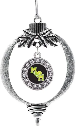 Miniatura 35 de Inspired Silver - Twin One - Adorno festivo de Navidad de plata - Adorno festivo de árbol de Navidad con dije de círculo y circonita cúbica