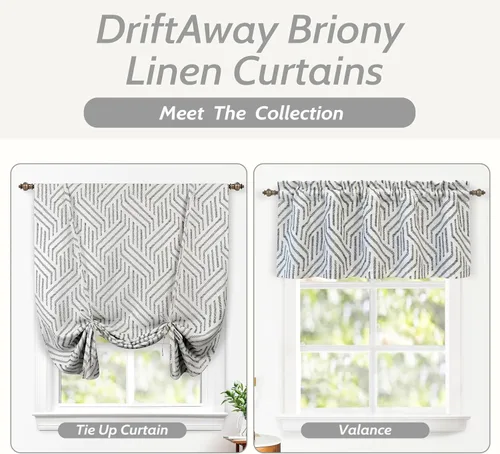 Miniatura 5 de DriftAway Briony - Cortina opaca con amarre para cocina, ajustable, diseño de globos, líneas texturizadas, estampadas, persianas romanas